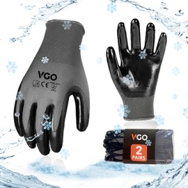 Vgo... 1Pair Cold Weather Gloves,Winter Warm Gloves,Cold Storage or Freezer Use,Outdoor,Double Lining,Nitrile Coated(Size M,Gray,NT2110FLWP)