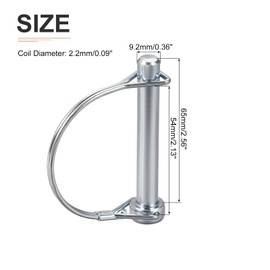 DTGN 9.5mm x 65mm (DxL) Shaft Locking Pin - 3Pack - Good for Farm Trailers Lawn - Carbon Steel Round Trailer Coupler Pin - Silver Tone