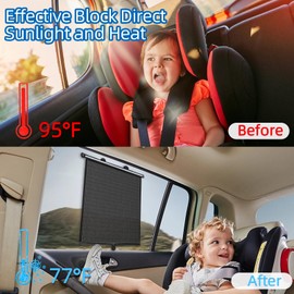 ZATOOTO Car Window Shade for Baby Retractable Roller Sun Shade with Reflective White Coating for Better Cooling Effect UV Protection Heat and Glare Blocking, Car Curtains with Suction Cups