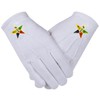 OES masonic star face machine embroidered cotton gloves - white one size pair - order of the eastern star.