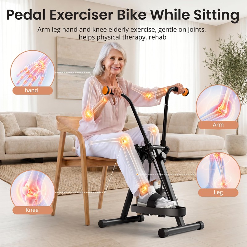 RYGEO Pedal Exerciser Bike for Seniors – Arm, Leg, Hand