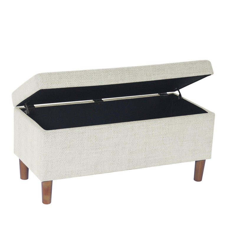 HomePop Malmo Decorative Storage Bench -Cream Chevron Woven