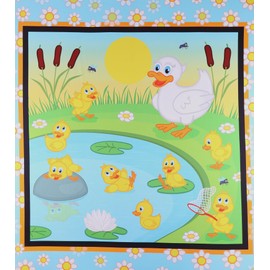 Mook Fabrics Mother Baby Ducks Fabric [45in. Wide] – 100% Combed Cotton Material for Quilting| Arts, Crafts & Sewing, Multi (36" Panel) Cut by The Yard