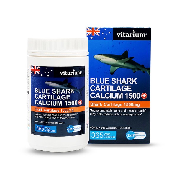 Vitarium Australia Vitarium Blue Shark Cartilage Calcium 1500, 2 capsules per day for 6 months, functional certification from Ministry of Food and Drug Safety / 비타리움 호주 비타리움 청상어연골 칼슘1500 하루2캡슐 6개월분 식약처기능성인증