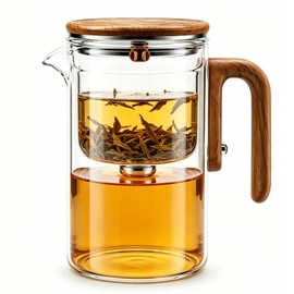 Magic Glass Teapot with Infuser, 24oz (700ml) Heat-Resist Boro Glass Brewer, Instant Water Separation & Clean-Press Leaf Removal, Perfect for Blooming & Loose Leaf Tea, Elegant Gift Box