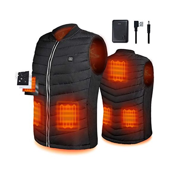 Srivb Heated Vest, USB Charging Lightweight Heating Vest for Men Women Washable Body Warmer with Battery Pack Included for Outdoor Hunting Hiking Camping Motorcycle Skiing (Large)