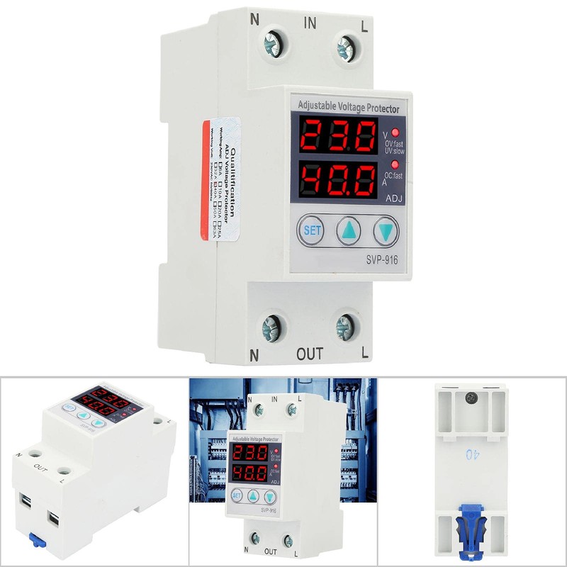 Fafeicy Inteligente monofásico ajustable sobretensión bajo voltaje protector de corriente,