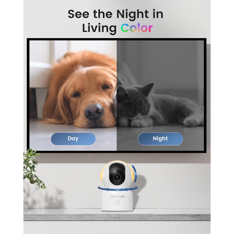 AKINGUAR 2K Indoor Surveillance Camera, WiFi Camera Surveillance 3MP FHD