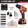 71-Piece Drill Set - 20V Cordless Drill with 21+1 Torque