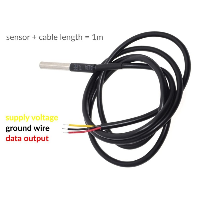 CANADUINO® Digital Temperature Sensor DS18B20 with Wire 1m, Watertight