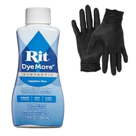 Dye – Rit Synthetic Liquid Fabric Dye for Crafting, Clothing, and Décor – 7 oz. Bottle – with Artisx Nitrile Gloves Included (Sapphire Blue)