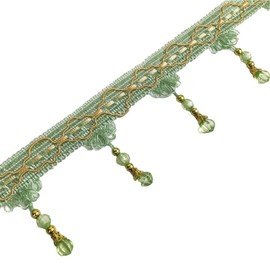 Whakano 2 m Fringe Border with Beads, 7 cm Wide, Sold by the Metre, Tassel Border for Crafts, Trim Border, Fringe, Lace Ribbon, Decorative Ribbon, Ribbon for DIY Sewing Crafts, Clothing, Curtains,