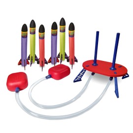 Geospace Jump Rocket Dueling Rockets Set for Kids with 2 Air Pumps, 2 Swivel Launch Tubes, Launch Pad & 6 Foam Rockets That Fly up to 250 feet! Great Outdoor Backyard Toy for Boys & Girls