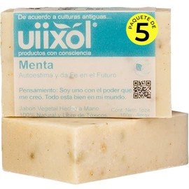 Uiixol Jabones Artesanales en Barra con Aceite Esencial de Menta Pack de 5 Jabones Naturales con Arcilla Verde y Aromaterapia Jabón en Barra Corporal Vegano 100 g c/u