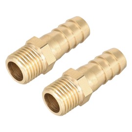 sourcing map Brass Metric Male to Barb Hose Connector 10mm x M12 x 1.25 (Pack of 2)