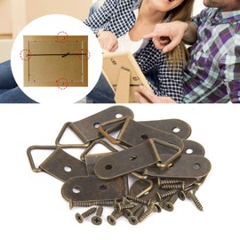 50 piezas ganchos para cuadros Colgadores imagen con anillas en D percha marco imagen con agujeros dobles para colgar marcos relojes pinturas arte fotos y espejos(0.6 x 1.6in)