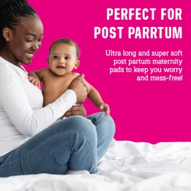 Flo - Extra Long Maternity Pads (10 Pack) - Super Soft + Breathable - 4 Wings - Heavy Flow - Organic Bamboo Period Pads for Women - Postpartum Essentials - Plant Based - Vegan & Cruelty Free