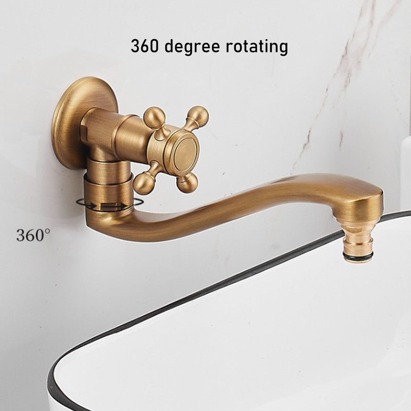 S Spout Antique Wall Mounted Faucet Single Cold Anti Freeze