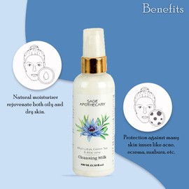 Sage Apothecary Cleansing Milk Blue Lotus, Green Tea & Refreshing Aloe Vera Extract For All Skin Types 100 ML