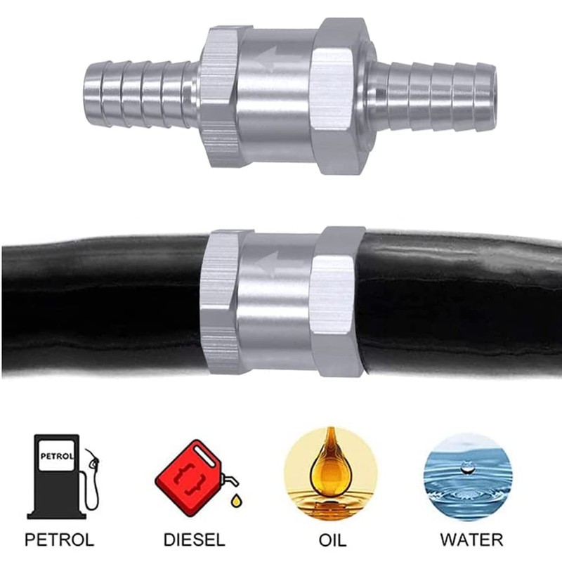 Gasea 2pcs 10mm 3/8'' One Way Aluminium Alloy Fuel Non