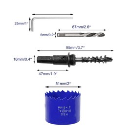 Luomorgo 2 inch 51mm Hole Saw, 1 1/4 inch Cutting Depth HSS Bi-Metal Hole Cutter with Hex Shank Drill Bit Adapter for Wood Cornhole Boards Plastic Drywall Fiberboard