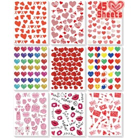 LINAYE Valentines Heart Stickers for Kids - 2000PCS Cute Valentines Day Stickers 45 Sheets Love Stickers for Cards Envelopes Craft Scrapbooking Valentine Day Party Supplies Favors for Girls Boys