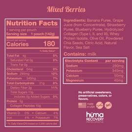 HMA CHIA ENERGY GEL Huma Recovery Protein Smoothie, 6 Pouches ?C 15g Collagen + Whey Post Workout Recovery Drink ?C Ready-to-Drink Protein Shake with Real Fruit, Electrolytes, Healthy Fats