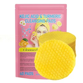 Turmeric and Kojic Acid Pads for Face,40 Pcs Kojic Acid and Turmeric Cleansing Pad for Dark Spots,Exfoliating Facial Sponges for All Skin Types
