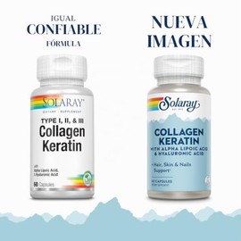 Solaray Colágeno queratina tipo I, II y III cápsulas, 60 unidades
