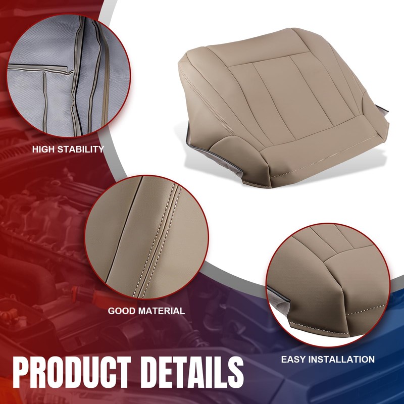 AUTOKAY Driver & Passenger Bottom Seat Cover Oak Tan Fits