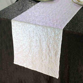 Partisout Iridescent Table Runner 72 Inches Long Colorful White Glitter Runners for Rectangle Tables Spring Party Birthday Holiday Celebration Supplies