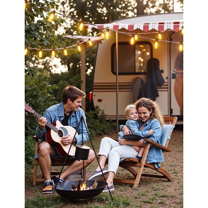 Larkvue 48FT Solar Outdoor String Lights with Remote & Timer,