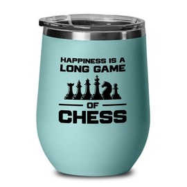 Chess Teal Wine Tumbler 12oz - game of chess - Chess Board Game Chess Lovers Gifts Chess Piece Gift 4 Player Chess Checkmate