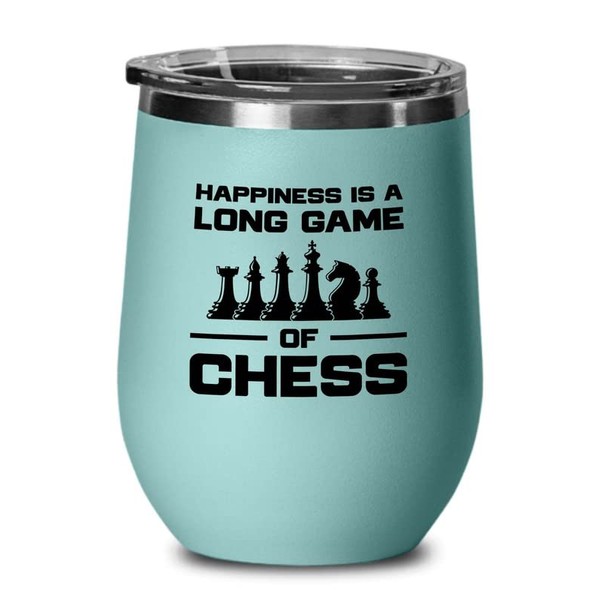 Chess Teal Wine Tumbler 12oz - game of chess -