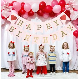 Cartel de corazón rojo y rosa con lazo de corazón rojo y rosa para niñas y mujeres, aniversario, fiesta de cumpleaños, decoración para parejas, suministros para fiestas, cumpleaños, decoración de