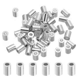 QUARKZMAN 1/10 Inch 2.5 mm Aluminium Crimping Loop Sleeve Single Round Ferrule 8 mm Height, Silver Pack of 50