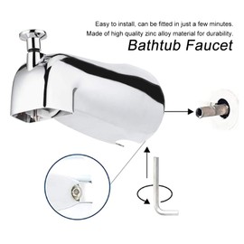 Bathtub Faucet, Wall Mounted Electroplate Bathtub Faucet Concealed Tub Spout Wall Mounted Faucet for Pull Up Diverter, Waterfall Tub Tap for Bathroom