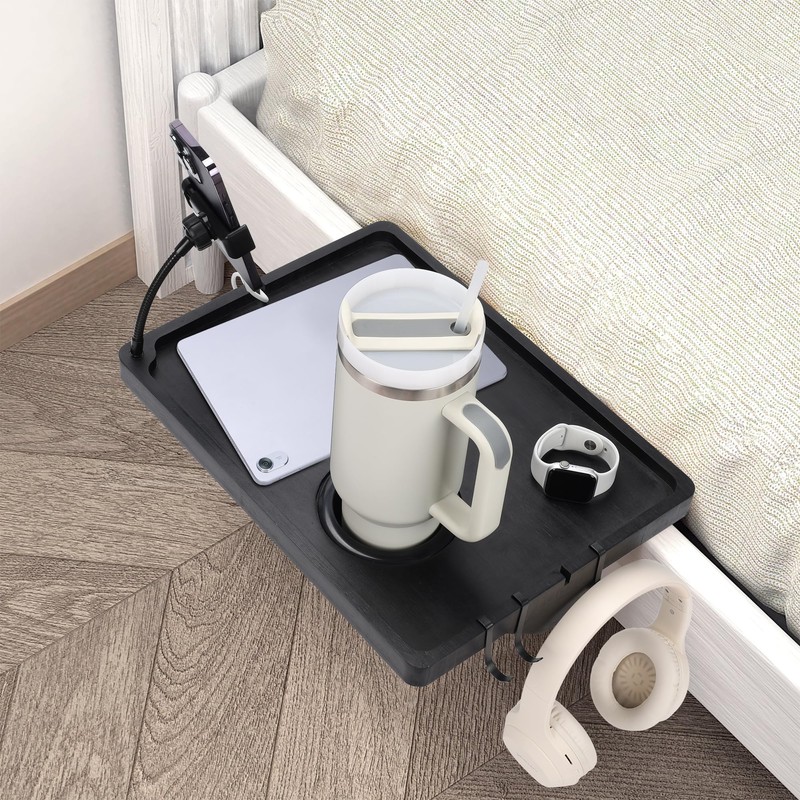 Fivebop Bedside Shelf for Dorm Bed & Top Bunk, Bamboo