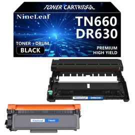 NineLeaf TN660 Toner Cartridge DR630 Drum Unit Set Compatible for TN--660 TN630 DR-630 Work with Brother HL-L2300D L2320D MFC-L2740DW L2720DW DCP-L2540DW Printer - High Yield,Black (1 Toner,1 Drum)