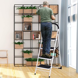 Nightcore 4 Step Ladder Folding Step Stool Platform, Multiuse Stepladder with Sturdy Frame Rubber, Hand Grip Anti-Slip Pedal, Home Kitchen Tool Lightweight Portable Ladder, 330 Lbs Capacity