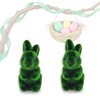 2Pcs Moss Flocked Bunny Easter Decorations 11CM Moss Rabbit Grass