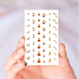 Corgie Halloween Clear Water-Slide Nail Designs