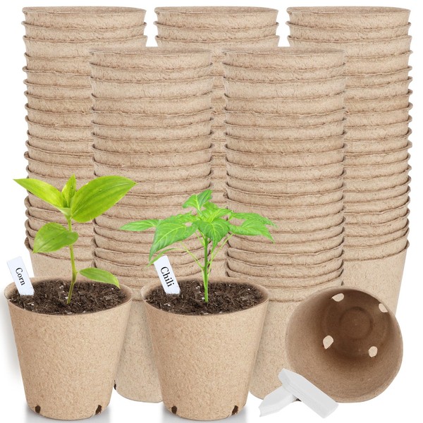 132 Pack Organic Peat Pots, 3.15 Inch Nursery Pot, Round