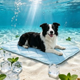 Petvolve Dog Cooling Mat 35.4" x 23.6", Double-Sided Dog Cooling Mat, Q-MAX>0.45, Washable Portable Cooling Mat for Dogs, Crate, Couch & Car