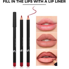 Juego de 12 delineador de labios, delineador labios de Larga Duración y Resistente al Agua, lip liner para Definir los Labios y Maquillaje Diario