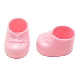 12 Small Baby Booties Plastic Shoes Candy Holders Favors 1.875" - Pink