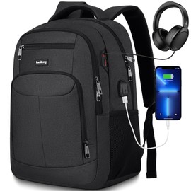 kadilong Laptop Backpack Men,School Backpacks for Student Teen Boys Bookbag College Computer Bag with USB Charging Port Fits 15.6 Inch Laptop and Notebook for Work Business Middle High School,Black