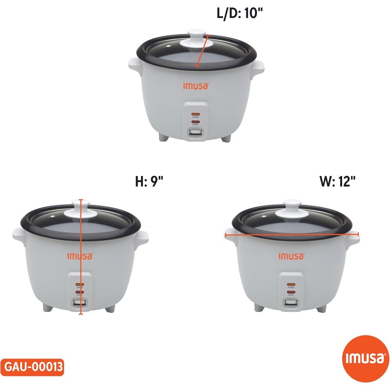IMUSA USA GAU-00013 Electric Nonstick Rice Cooker 8-Cup (Uncooked) 16-Cup