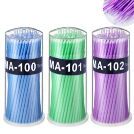 300 Pcs Repair Paint Brushes，Touch Up Paint Brushes, for Automotive Paint chip Repair, Clearance Cleaning, Available in 2.5 mm,2.0mm and 1.5 mm(L:2.5mm,Blue/M:2.0mm,Green/S:1.5mm, Purple)