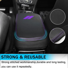 YOSRTER for Dodge Charger Accessories 2011-2019 2020 2021 2022 2023 2024 Chrysler 300 2011-2022 Center Console Armrest Cover Interior Anti-Scratch Leather Armrest Decoration (Purple Stitches)
